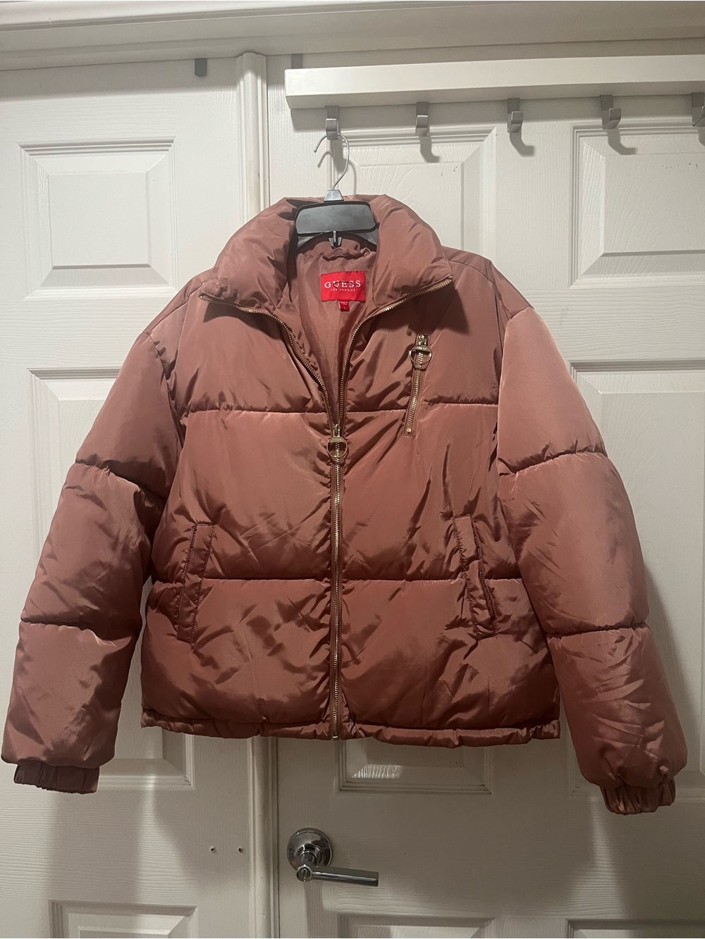 Guess Women's Dusty Rose Quilted Puffer Jacket